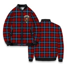 ScotsTee Shop Scottish Baillie of Polkemmet Red Crest Tartan Bomber Puffer Jacket