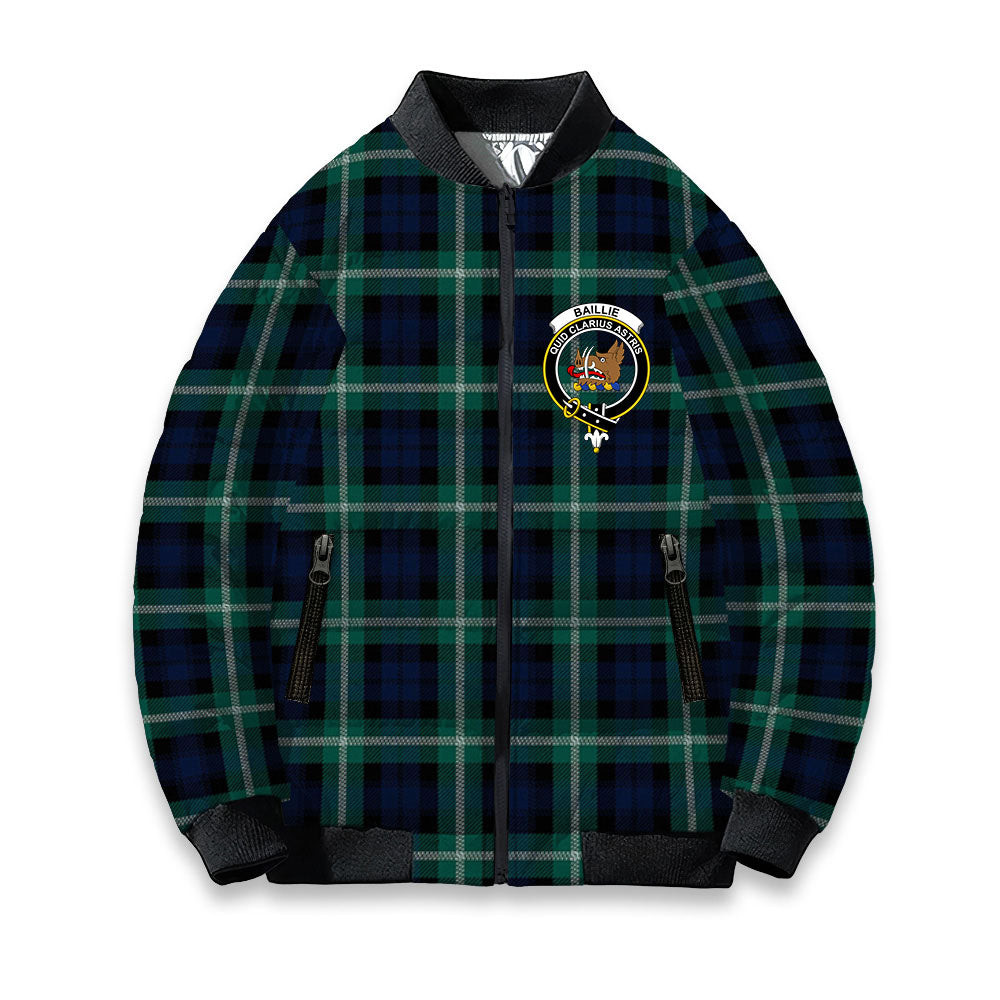 ScotsTee Shop Scottish Baillie of Polkemmet Modern Crest Tartan Bomber Puffer Jacket