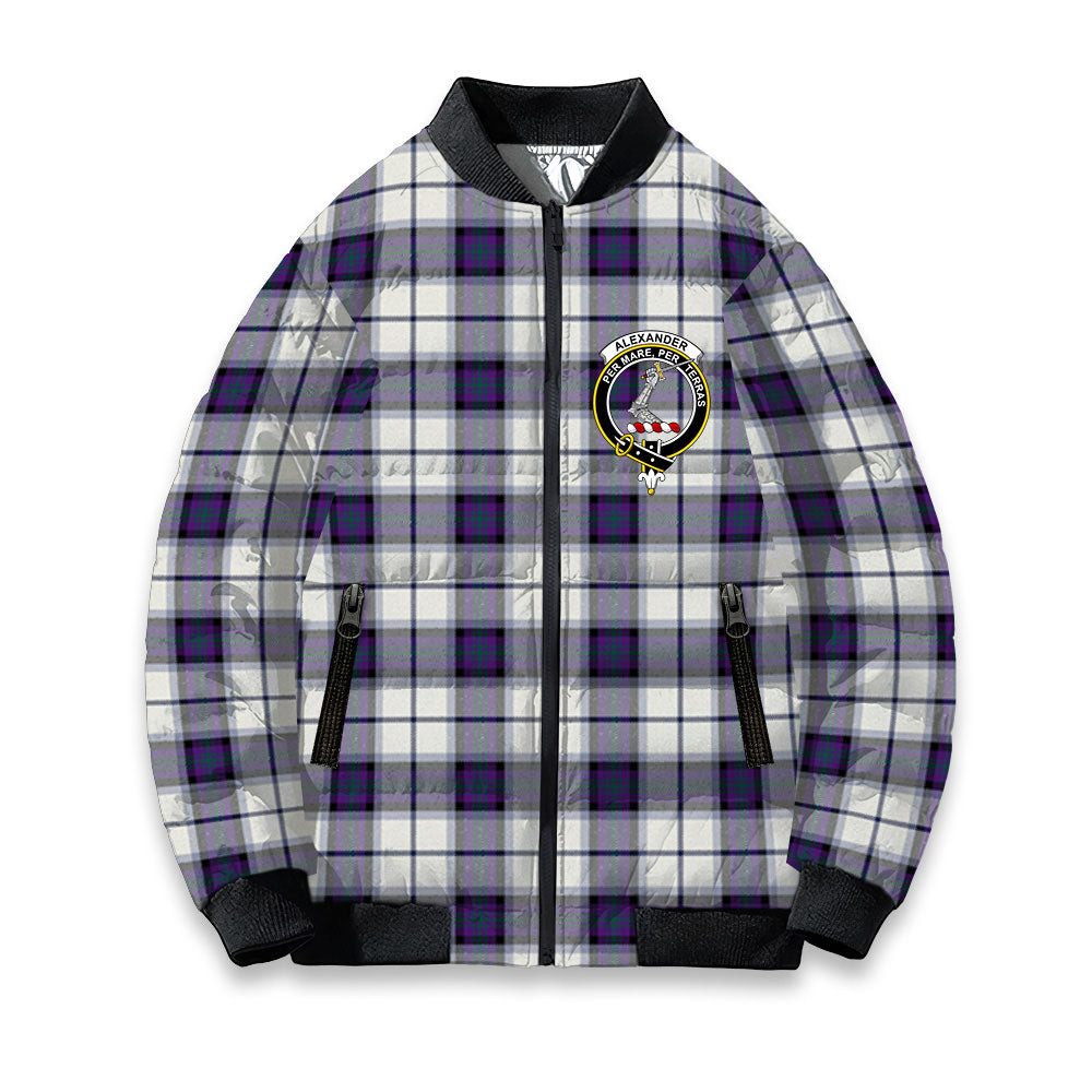 ScotsTee Shop Scottish Alexander of Menstry Dress Modern Crest Tartan Bomber Puffer Jacket