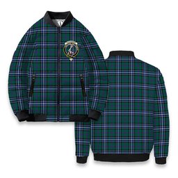 ScotsTee Shop Scottish Alexander of Menstry Hunting Modern Crest Tartan Bomber Puffer Jacket
