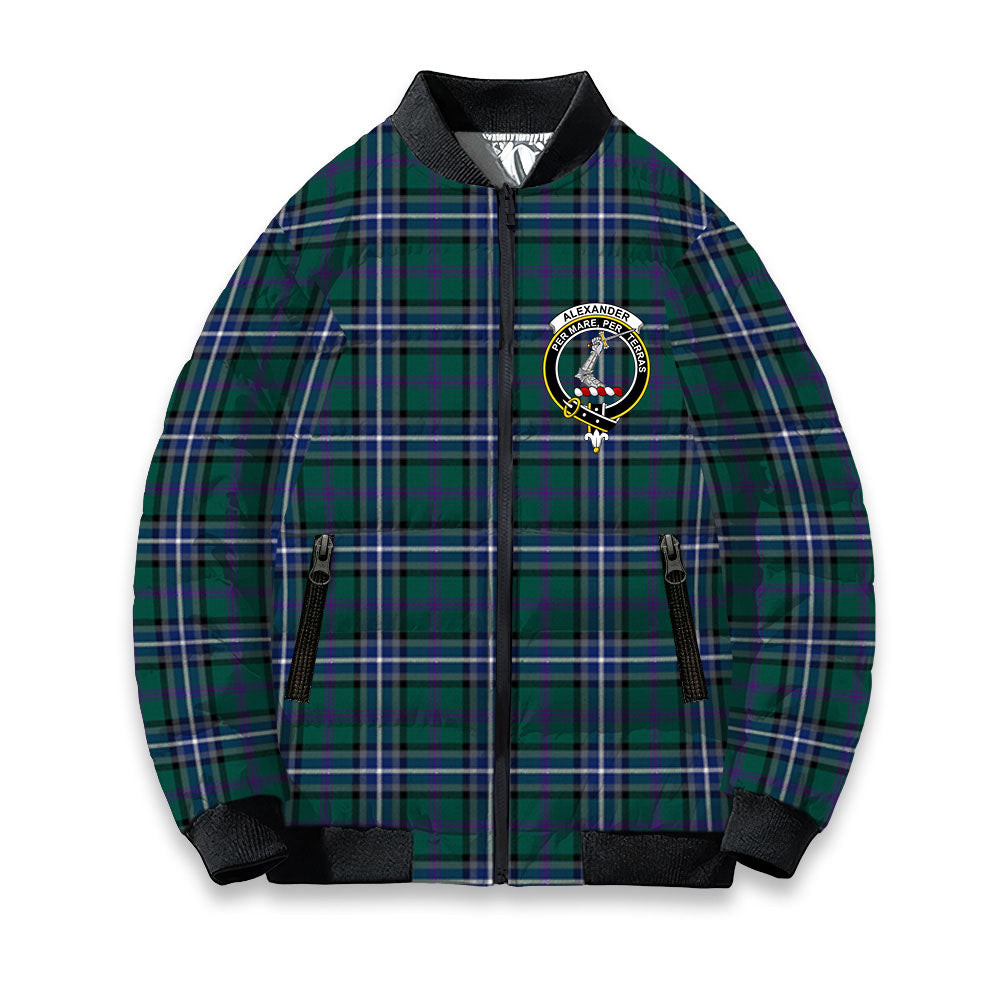 ScotsTee Shop Scottish Alexander of Menstry Hunting Modern Crest Tartan Bomber Puffer Jacket