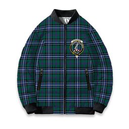 ScotsTee Shop Scottish Alexander of Menstry Hunting Modern Crest Tartan Bomber Puffer Jacket