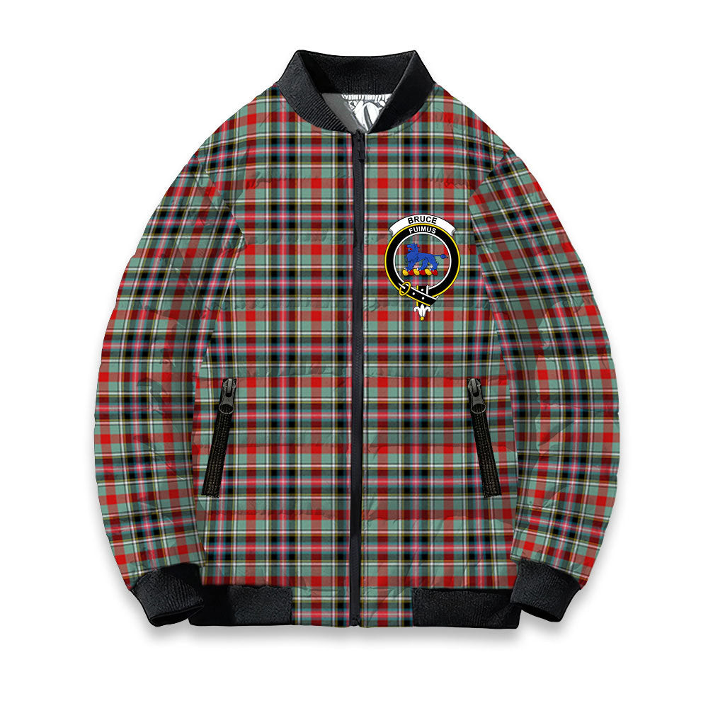 ScotsTee Shop Scottish Bruce of Kinnaird Modern Crest Tartan Bomber Puffer Jacket