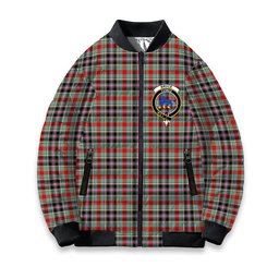 ScotsTee Shop Scottish Bruce of Kinnaird Modern Crest Tartan Bomber Puffer Jacket