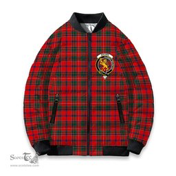 ScotsTee Shop Scottish Brown of Castledean (Broun of Castledean) Modern Crest Tartan Bomber Puffer Jacket