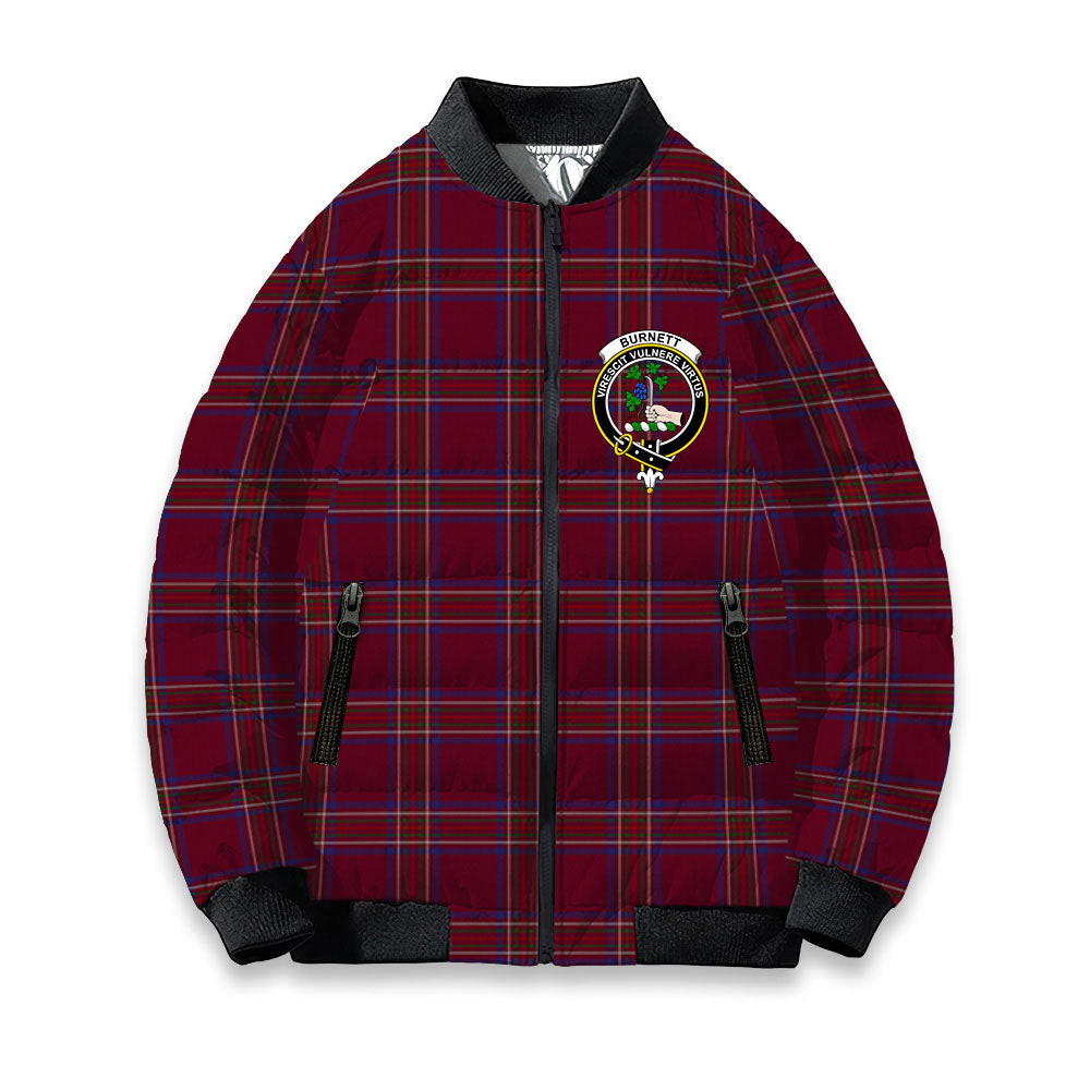 ScotsTee Shop Scottish Burnett of Leys Hunting Crest Tartan Bomber Puffer Jacket