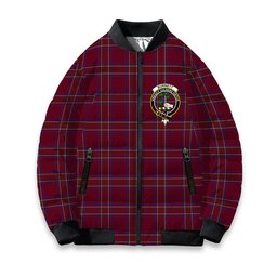 ScotsTee Shop Scottish Burnett of Leys Hunting Crest Tartan Bomber Puffer Jacket