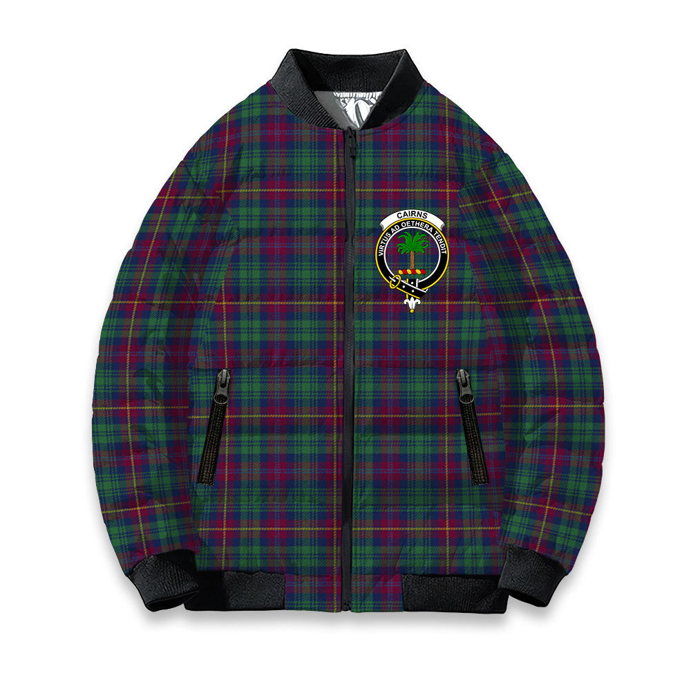 ScotsTee Shop Scottish Cairns of Finavon Modern Crest Tartan Bomber Puffer Jacket