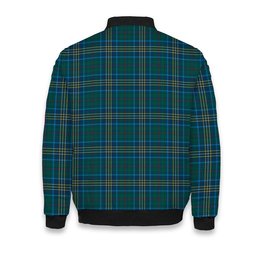 ScotsTee Shop Scottish Burns of California Modern Crest Tartan Bomber Puffer Jacket