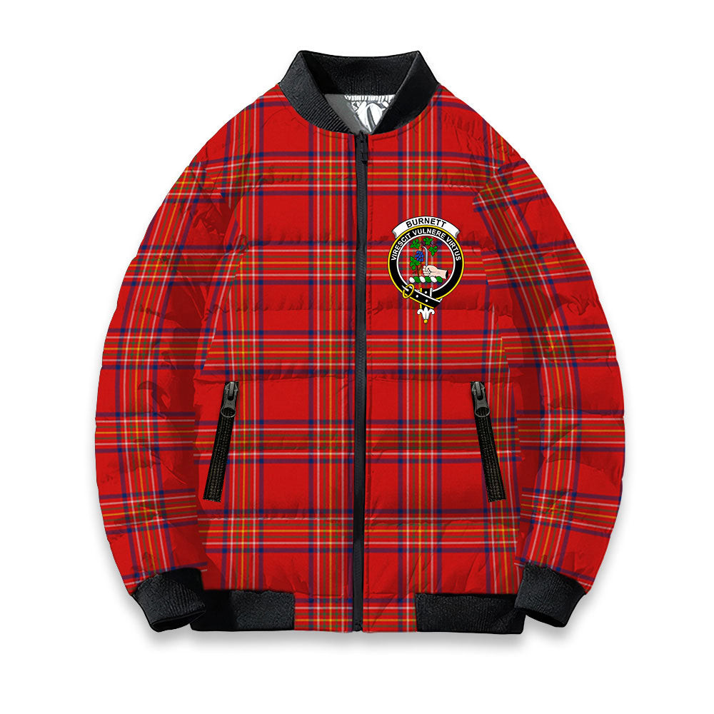 ScotsTee Shop Scottish Burnett of Leys Modern Crest Tartan Bomber Puffer Jacket