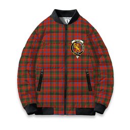 ScotsTee Shop Scottish Brown of Castledean (Broun of Castledean) Ancient Crest Tartan Bomber Puffer Jacket
