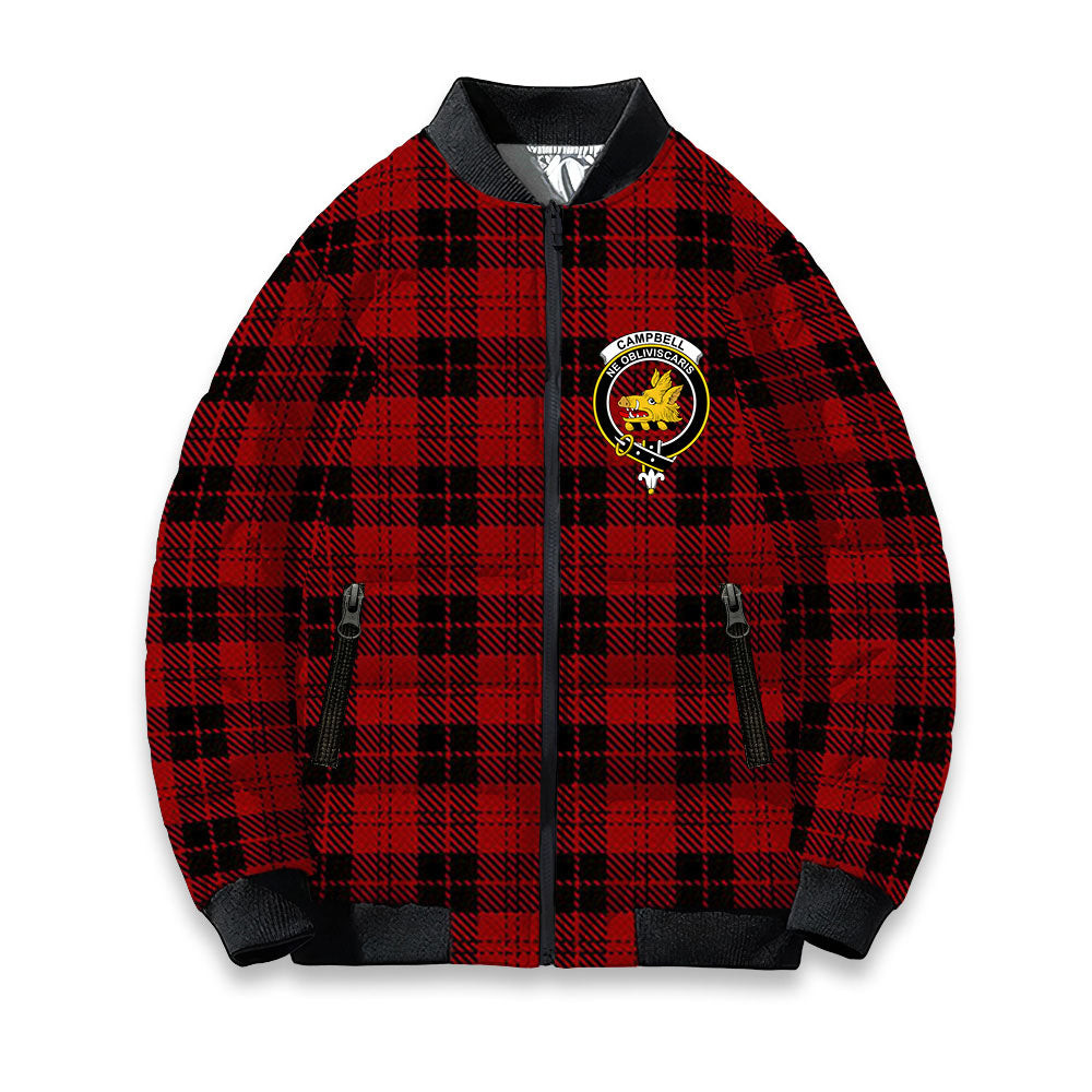 ScotsTee Shop Scottish Campbell of Armaddie Crest Tartan Bomber Puffer Jacket