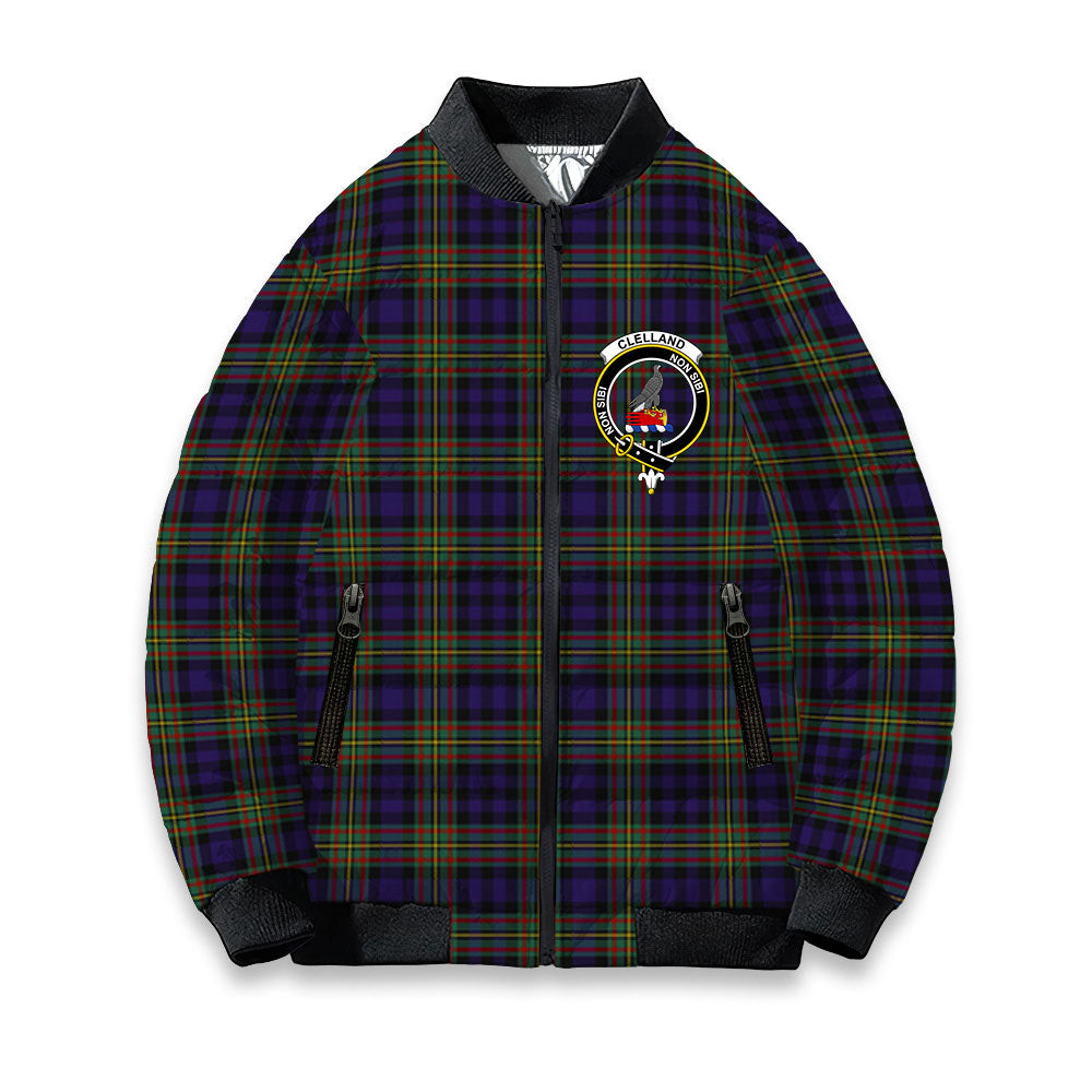 ScotsTee Shop Scottish Clelland SC Crest Tartan Bomber Puffer Jacket