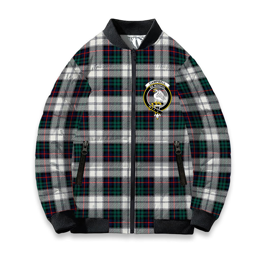 ScotsTee Shop Scottish Campbell of Cawdor Dress Modern Crest Tartan Bomber Puffer Jacket