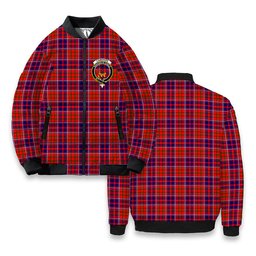 ScotsTee Shop Scottish Cameron of Lochiel Modern Crest Tartan Bomber Puffer Jacket