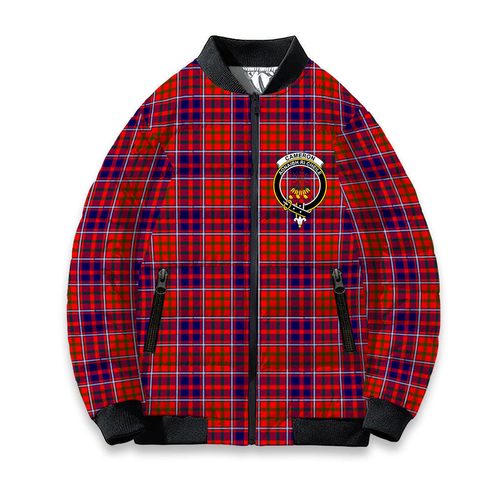 ScotsTee Shop Scottish Cameron of Lochiel Modern Crest Tartan Bomber Puffer Jacket