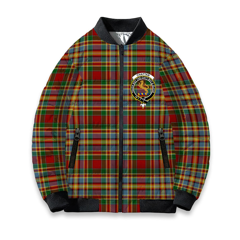 ScotsTee Shop Scottish Chattan Chief of Clan Crest Tartan Bomber Puffer Jacket