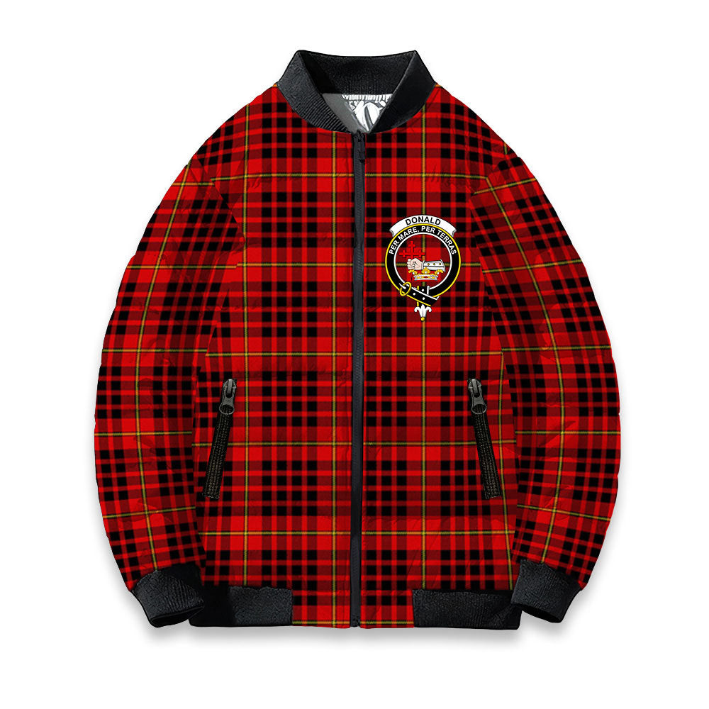 ScotsTee Shop Scottish Donald of Ardnamurchan Modern Crest Tartan Bomber Puffer Jacket