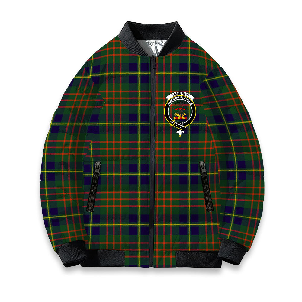 ScotsTee Shop Scottish Cameron of Lochiel Hunting Modern Crest Tartan Bomber Puffer Jacket