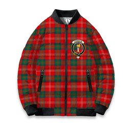 ScotsTee Shop Scottish Chisholm of Strathglass Modern Crest Tartan Bomber Puffer Jacket