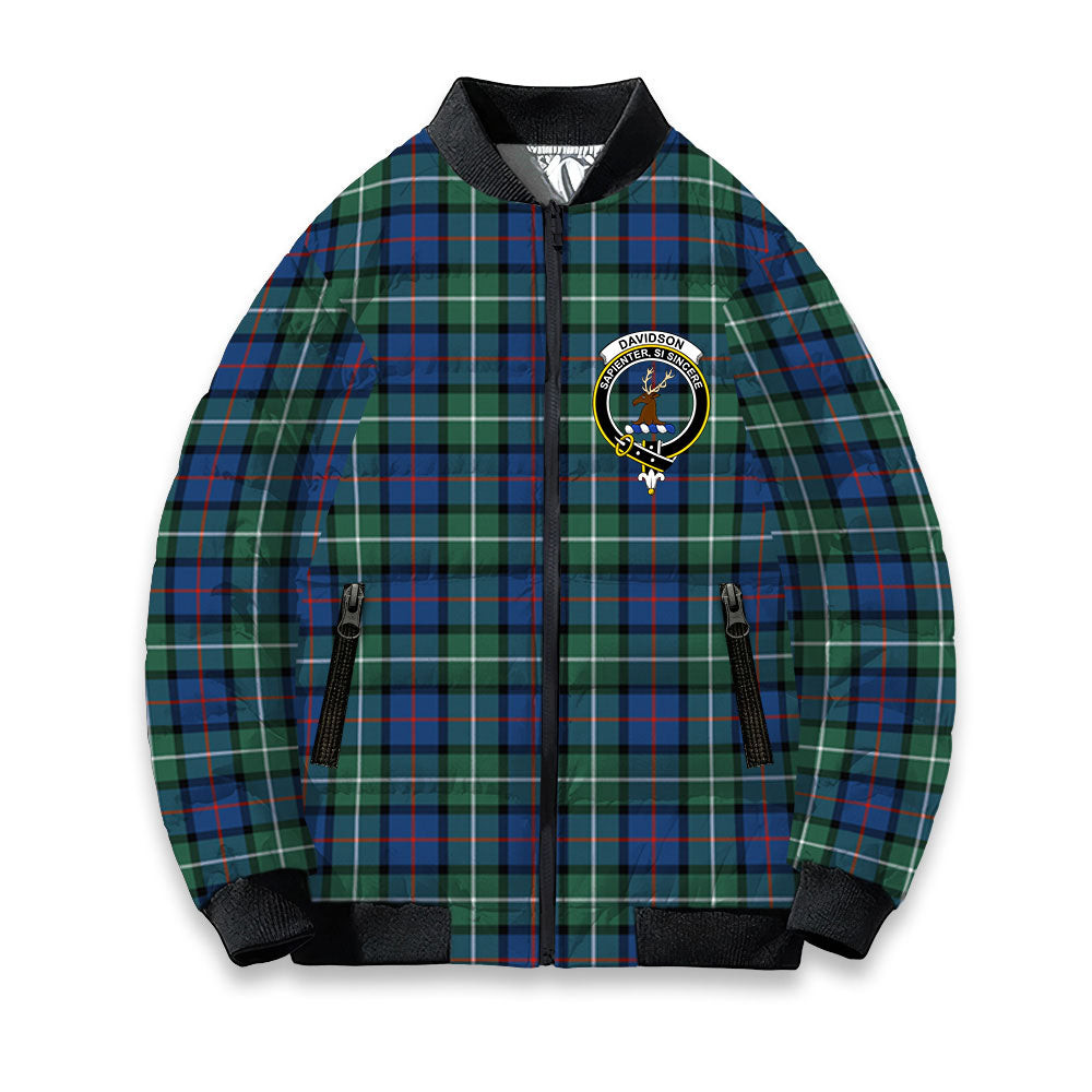 ScotsTee Shop Scottish Davidson of Tulloch SC Crest Tartan Bomber Puffer Jacket