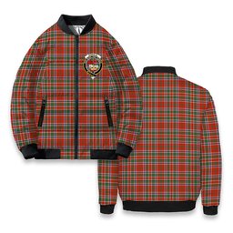 ScotsTee Shop Scottish Donald of Lochmaddy Ancient Crest Tartan Bomber Puffer Jacket