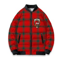 ScotsTee Shop Scottish Donald of Sleat Modern Crest Tartan Bomber Puffer Jacket