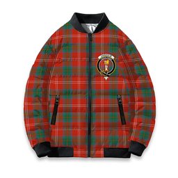 ScotsTee Shop Scottish Chisholm of Strathglass Ancient Crest Tartan Bomber Puffer Jacket