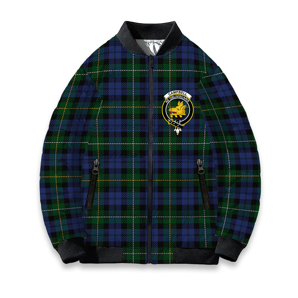 ScotsTee Shop Scottish Campbell of Loudoun Crest Tartan Bomber Puffer Jacket