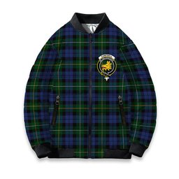 ScotsTee Shop Scottish Campbell of Loudoun Crest Tartan Bomber Puffer Jacket