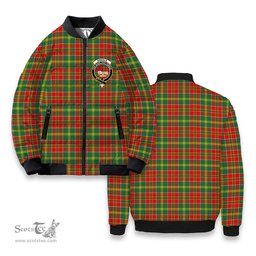 ScotsTee Shop Scottish Donald of Kingsburgh Modern Crest Tartan Bomber Puffer Jacket
