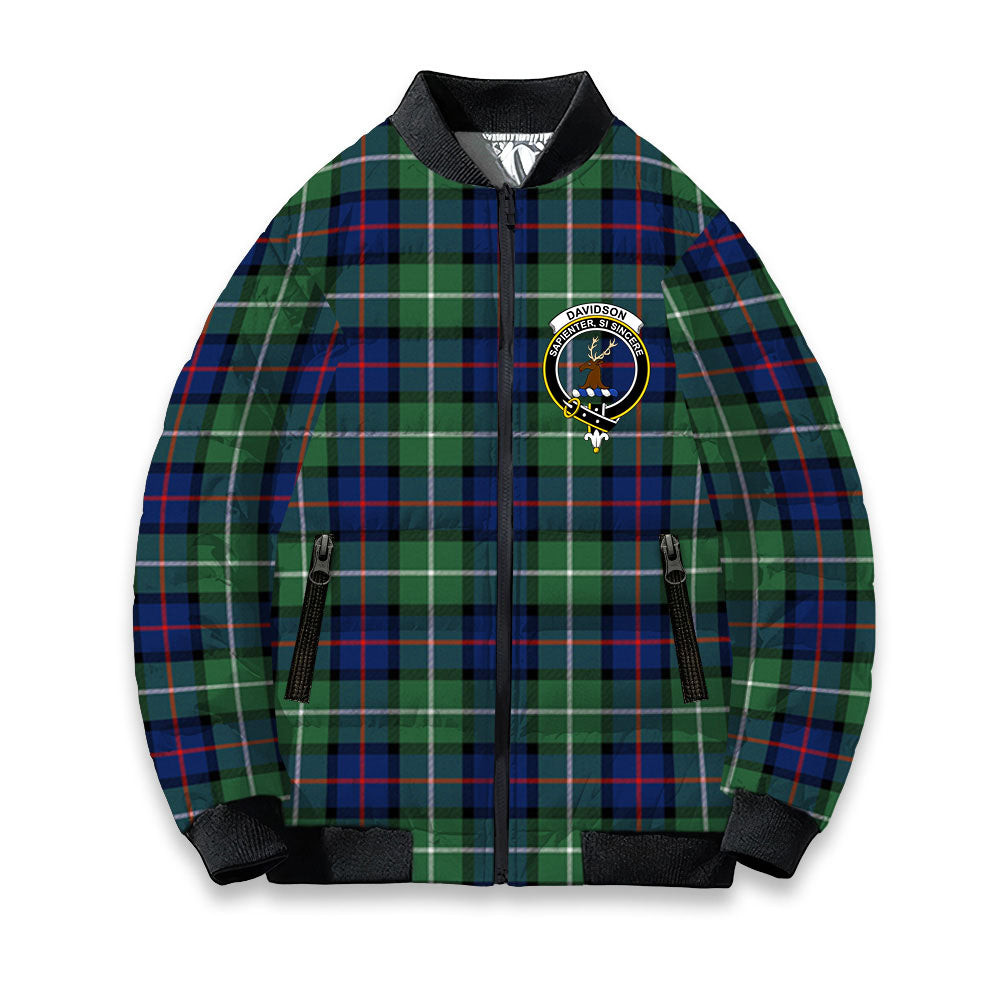 ScotsTee Shop Scottish Davidson of Tulloch Modern Crest Tartan Bomber Puffer Jacket