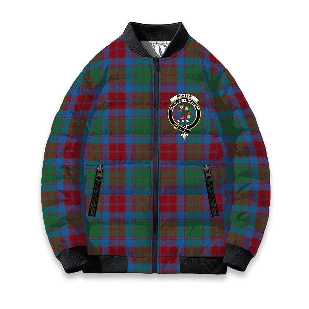 ScotsTee Shop Scottish Fraser of Altyre Ancient Crest Tartan Bomber Puffer Jacket