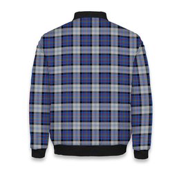 ScotsTee Shop Scottish Gillies Dress Blue Crest Tartan Bomber Puffer Jacket