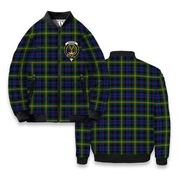 ScotsTee Shop Scottish Gordon of Esslemont Crest Tartan Bomber Puffer Jacket