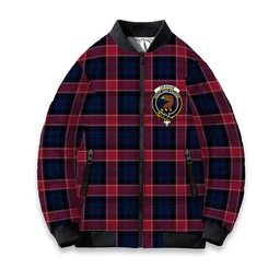 ScotsTee Shop Scottish Graham of Menteith Red Modern Crest Tartan Bomber Puffer Jacket