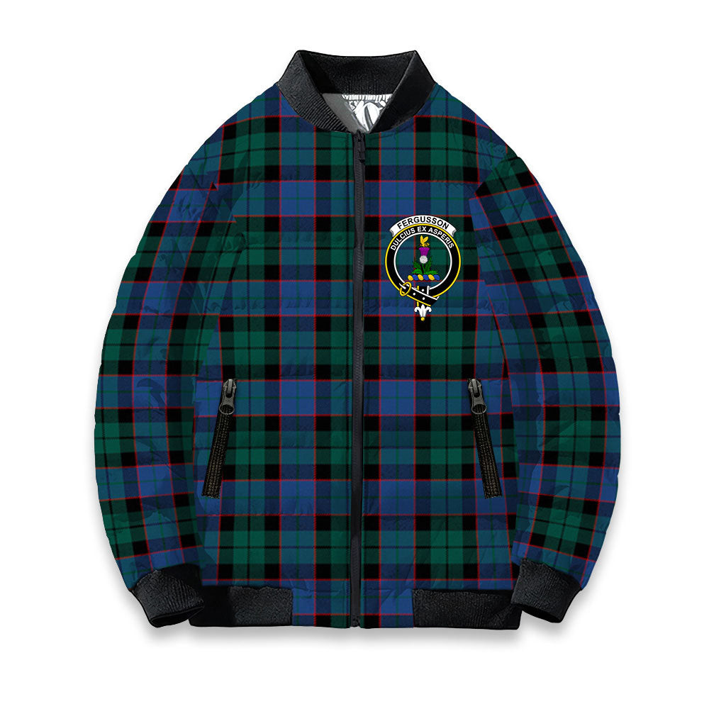 ScotsTee Shop Scottish Ferguson of Balquhidder Modern Crest Tartan Bomber Puffer Jacket