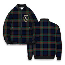 ScotsTee Shop Scottish Fletcher of Dunans Modern Crest Tartan Bomber Puffer Jacket