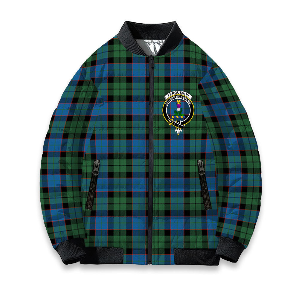 ScotsTee Shop Scottish Fergusson of Balquhidder Ancient Crest Tartan Bomber Puffer Jacket