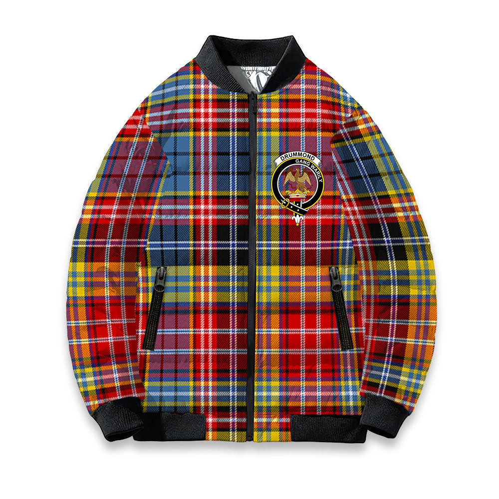 ScotsTee Shop Scottish Drummond of Strathallan Modern Crest Tartan Bomber Puffer Jacket