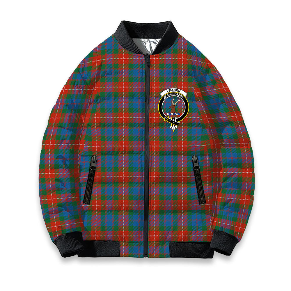 ScotsTee Shop Scottish Fraser of Lovat Ancient Crest Tartan Bomber Puffer Jacket