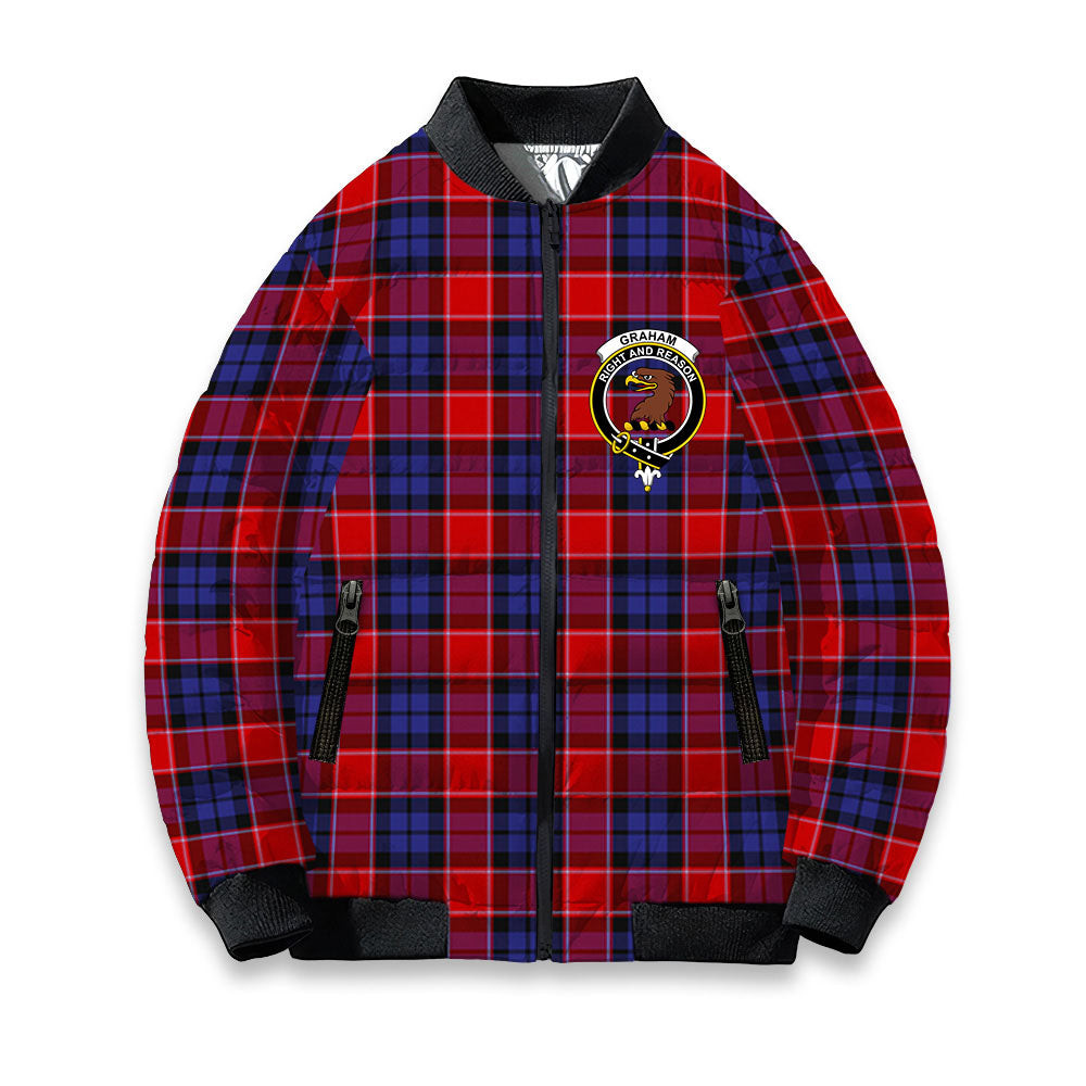 ScotsTee Shop Scottish Graham of Menteith Red Crest Tartan Bomber Puffer Jacket