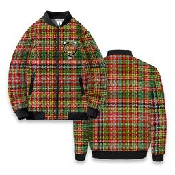 ScotsTee Shop Scottish Drummond of Strathallan Ancient Crest Tartan Bomber Puffer Jacket