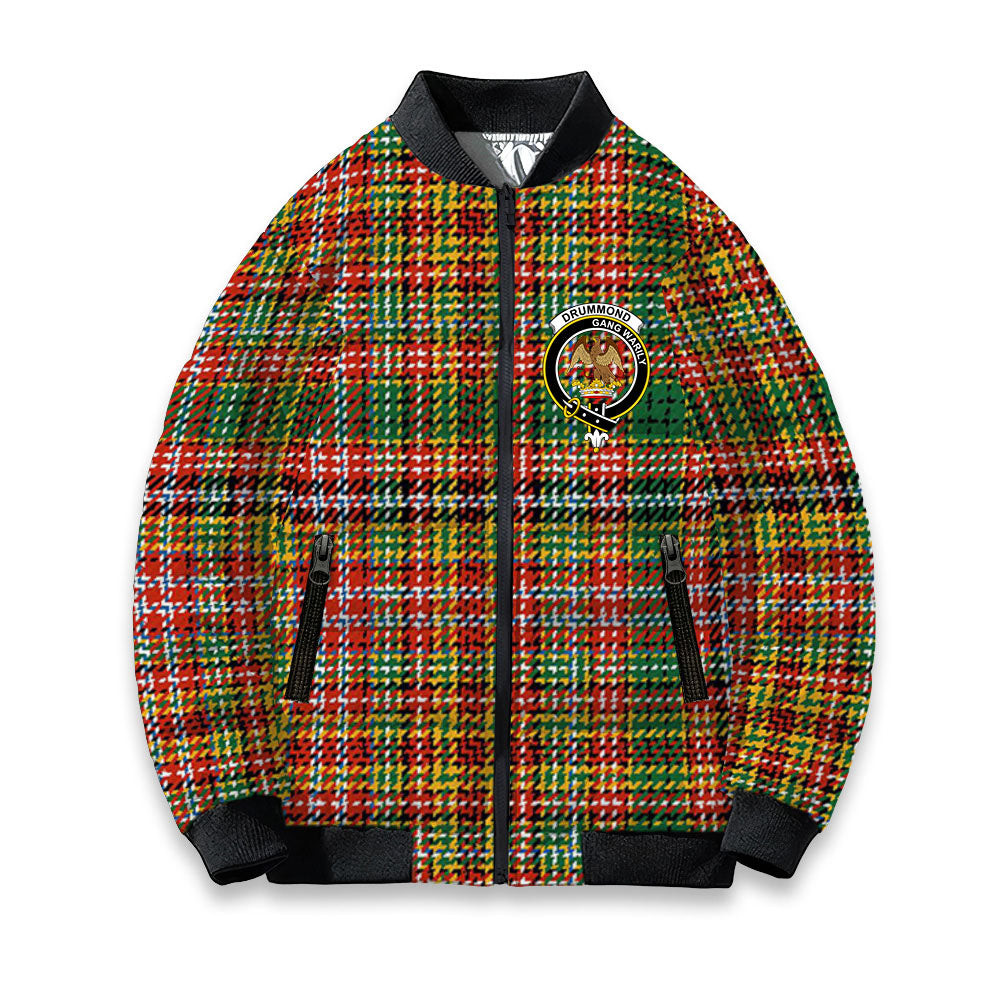 ScotsTee Shop Scottish Drummond of Strathallan Ancient Crest Tartan Bomber Puffer Jacket