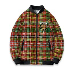 ScotsTee Shop Scottish Drummond of Strathallan Ancient Crest Tartan Bomber Puffer Jacket