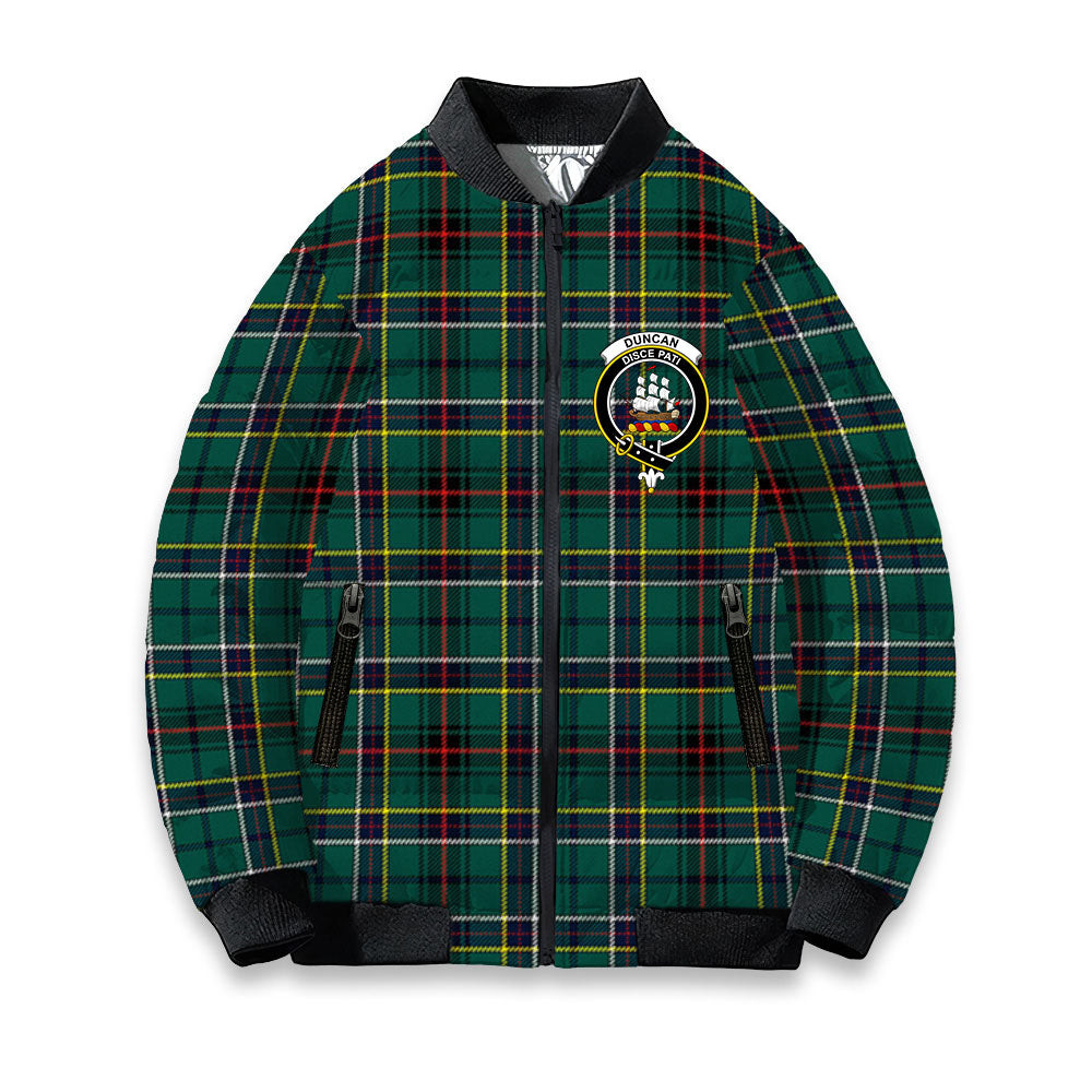 ScotsTee Shop Scottish Duncan of Sketraw Modern Crest Tartan Bomber Puffer Jacket