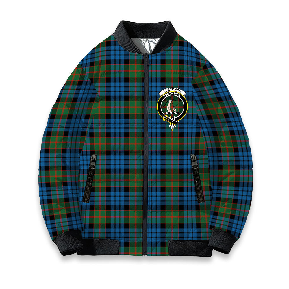 ScotsTee Shop Scottish Fletcher of Dunans Ancient Crest Tartan Bomber Puffer Jacket