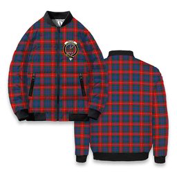ScotsTee Shop Scottish Fraser of Lovat Modern Crest Tartan Bomber Puffer Jacket