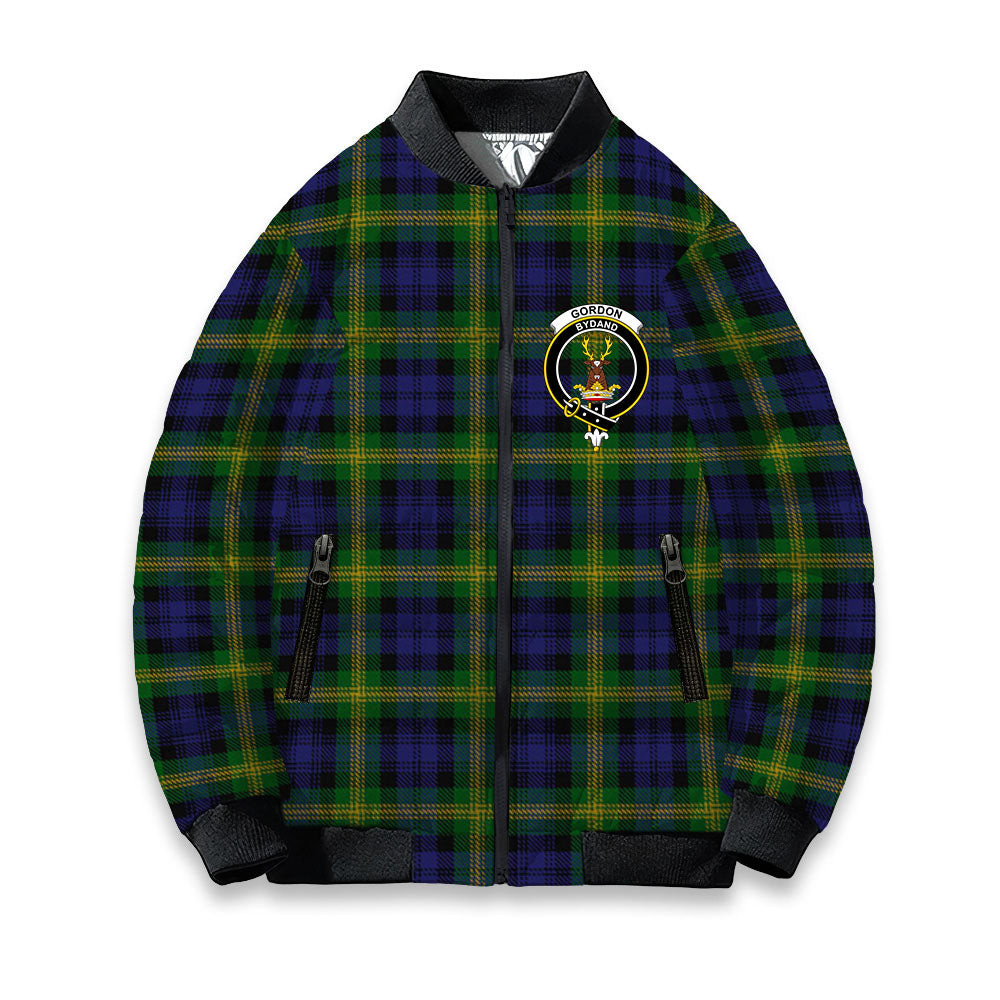 ScotsTee Shop Scottish Gordon of Esselmont Crest Tartan Bomber Puffer Jacket
