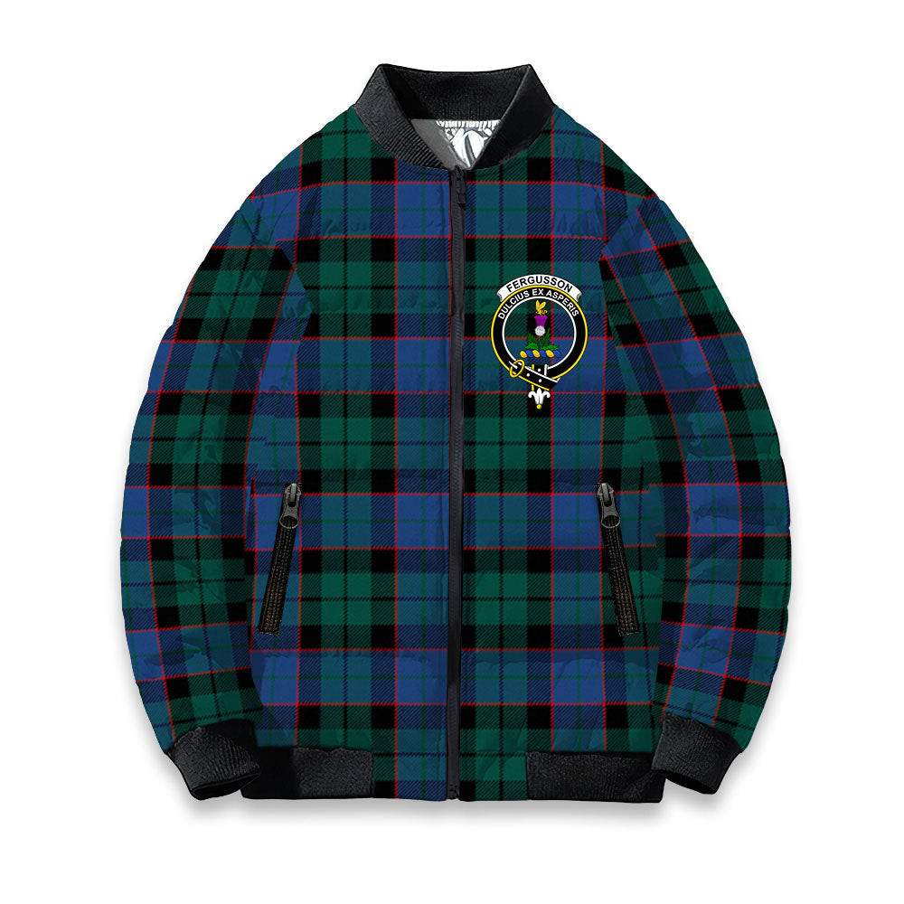 ScotsTee Shop Scottish Fergusson of Balquhidder Modern Crest Tartan Bomber Puffer Jacket